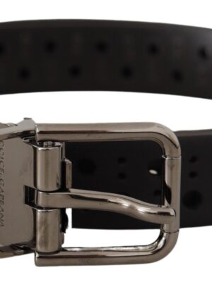 Dolce & Gabbana Elegant Black Leather Belt with Metal Buckle