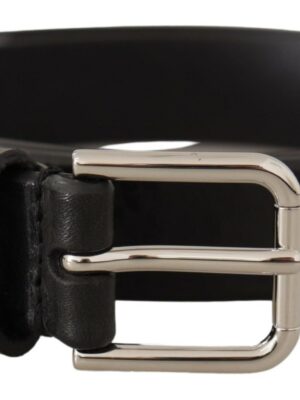 Dolce & Gabbana Elegant Black Leather Belt with Metal Buckle