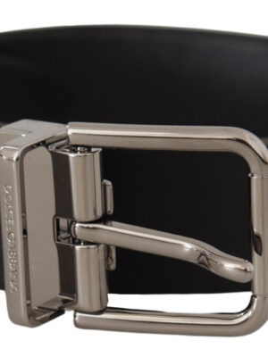 Dolce & Gabbana Elegant Black Leather Belt with Metal Buckle