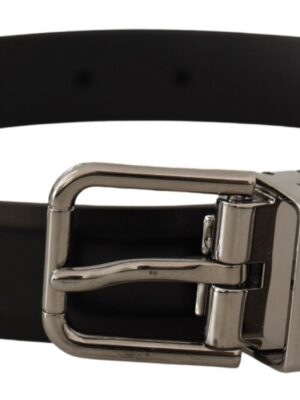 Dolce & Gabbana Elegant Black Leather Belt with Metal Buckle
