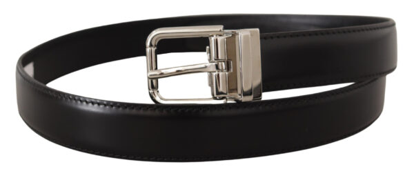 Dolce & Gabbana Sleek Black Leather Belt with Metal Buckle - Image 3