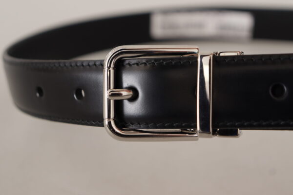 Dolce & Gabbana Sleek Black Leather Belt with Metal Buckle - Image 6