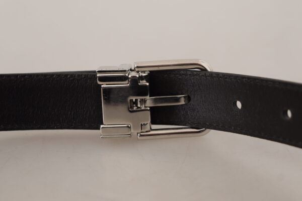 Dolce & Gabbana Sleek Black Leather Belt with Metal Buckle - Image 7
