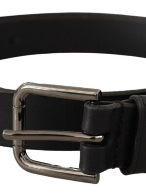 Dolce & Gabbana Elegant Black Leather Belt with Metal Buckle
