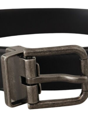 Dolce & Gabbana Elegant Black Leather Belt with Metal Buckle