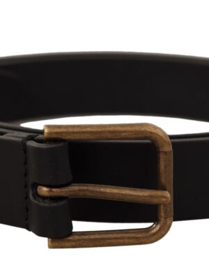 Dolce & Gabbana Elegant Black Leather Belt with Metal Buckle