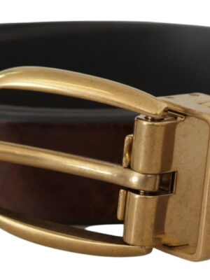 Dolce & Gabbana Elegant Brown Leather Belt with Logo Buckle