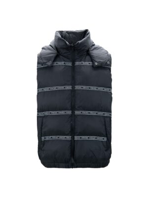 Versace Elegant Black Logo Band Vest with Detachable Hood