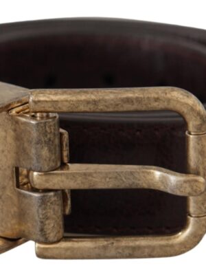 Dolce & Gabbana Elegant Leather Belt with Engraved Buckle
