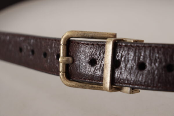 Dolce & Gabbana Elegant Leather Belt with Engraved Buckle - Image 4