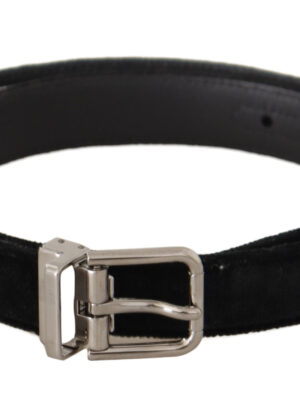 Dolce & Gabbana Elegant Black Velvet Designer Belt