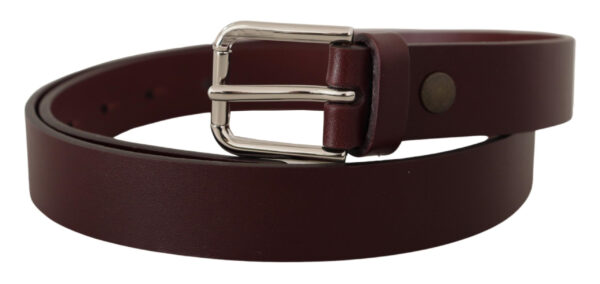 Dolce & Gabbana Maroon Luxe Leather Belt with Metal Buckle - Image 2