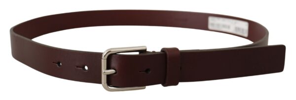 Dolce & Gabbana Maroon Luxe Leather Belt with Metal Buckle - Image 3