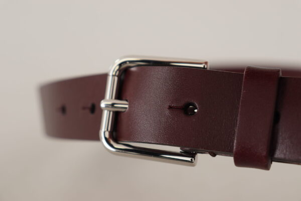 Dolce & Gabbana Maroon Luxe Leather Belt with Metal Buckle - Image 5