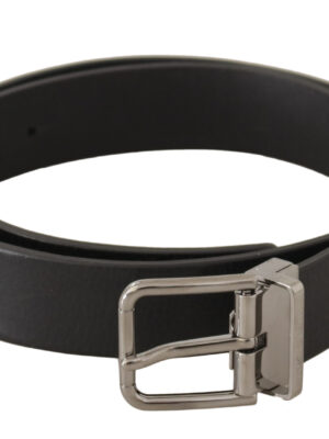 Dolce & Gabbana Elegant Black Leather Belt with Metal Buckle