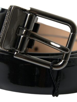 Dolce & Gabbana Elegant Black Leather Belt with Metal Buckle
