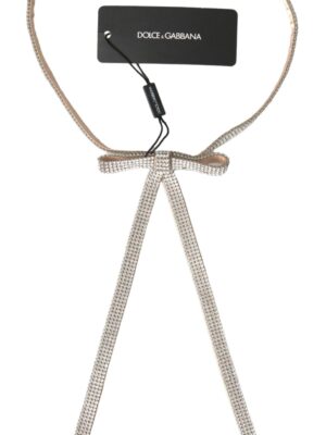 Dolce & Gabbana Elegant Crystal Skinny Silk Bow Belt
