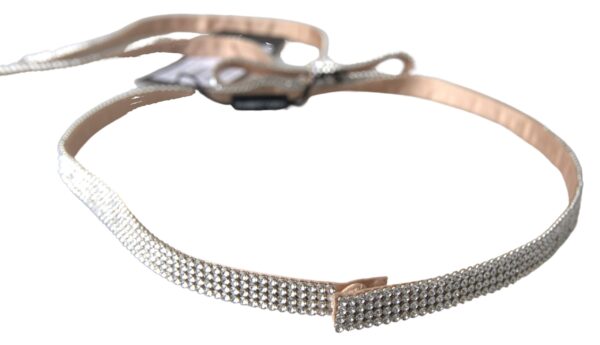 Dolce & Gabbana Elegant Crystal Skinny Silk Bow Belt - Image 2