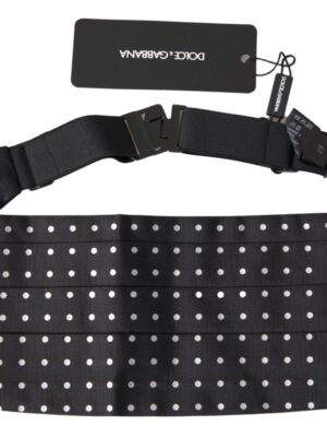 Dolce & Gabbana Elegant Silk Black & White Polka Dot Cummerbund