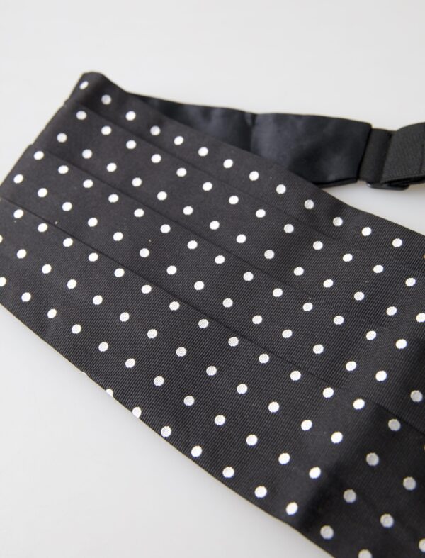 Dolce & Gabbana Elegant Silk Black & White Polka Dot Cummerbund - Image 2