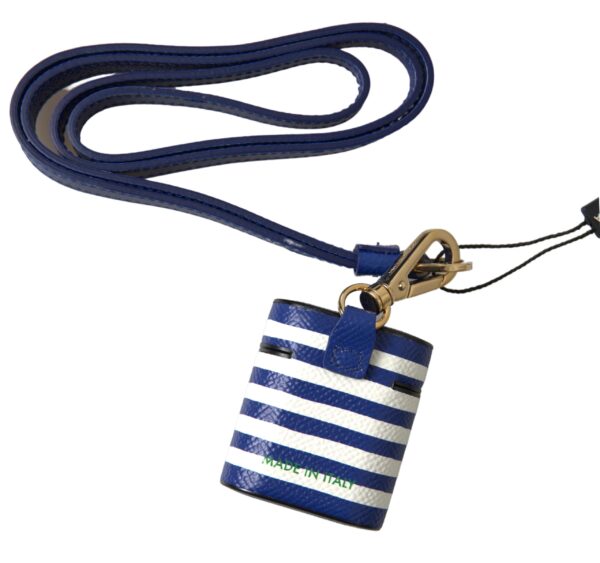 Dolce & Gabbana Chic Blue Striped Leather Airpods Case - Image 2