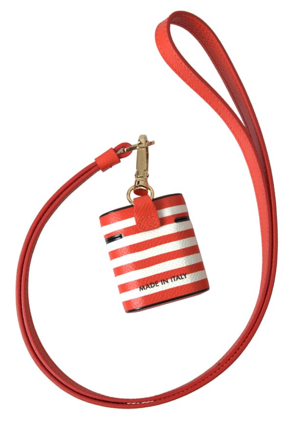 Dolce & Gabbana Chic Orange Striped Leather Airpods Case - Image 2