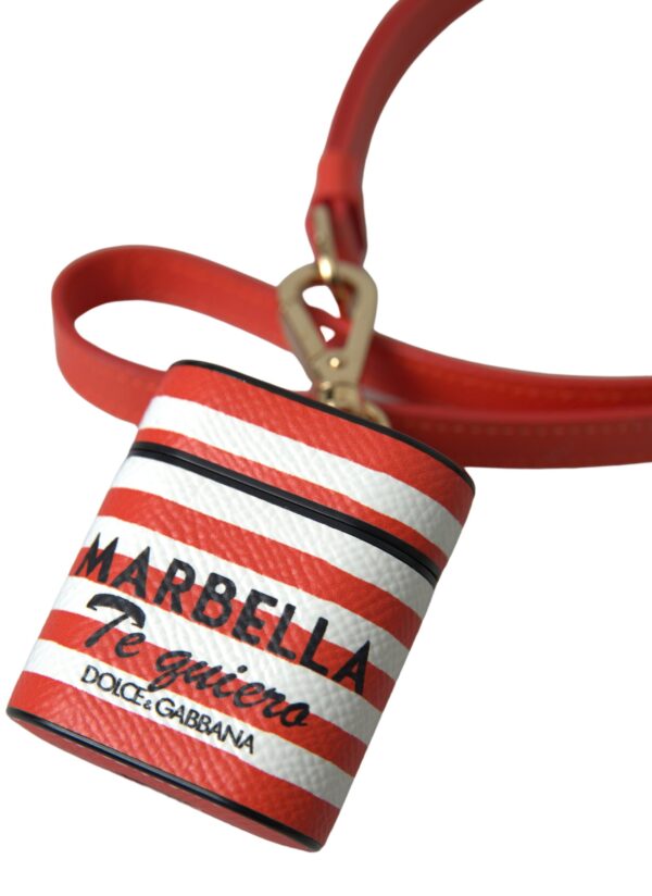 Dolce & Gabbana Chic Orange Striped Leather Airpods Case - Image 3