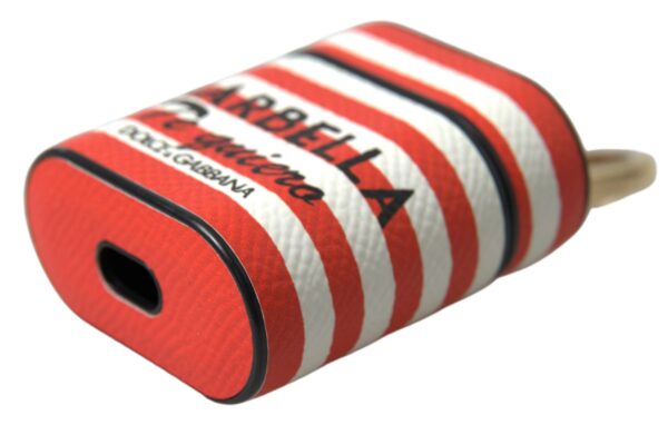 Dolce & Gabbana Chic Orange Striped Leather Airpods Case - Image 4