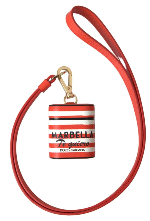 Dolce & Gabbana Chic Orange Striped Leather Airpods Case - Image 5