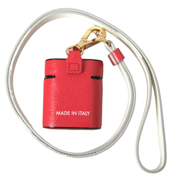 Dolce & Gabbana Elegant Red Calf Leather Airpods Case - Image 2