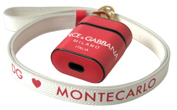 Dolce & Gabbana Elegant Red Calf Leather Airpods Case - Image 4