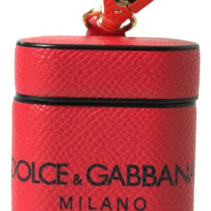 Dolce & Gabbana Elegant Leather Airpods Case in Black and Red