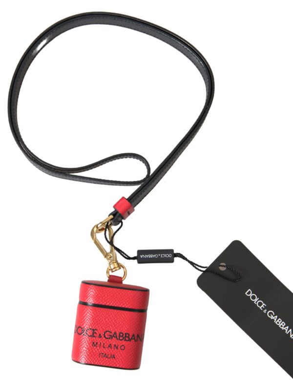 Dolce & Gabbana Elegant Leather Airpods Case in Black and Red - Image 5