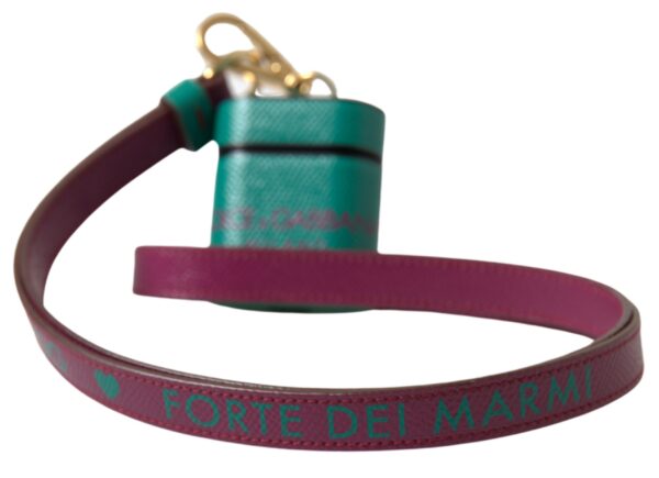 Dolce & Gabbana Elegant Leather Airpods Case in Green and Maroon - Image 3