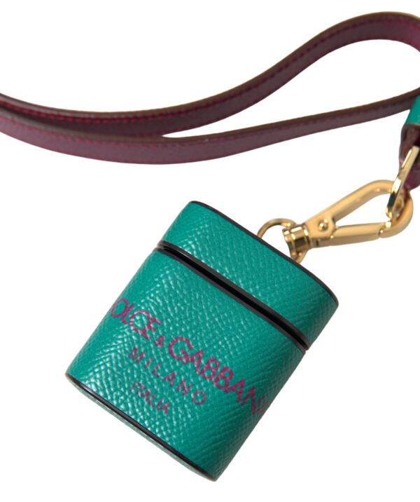 Dolce & Gabbana Elegant Leather Airpods Case in Green and Maroon - Image 4