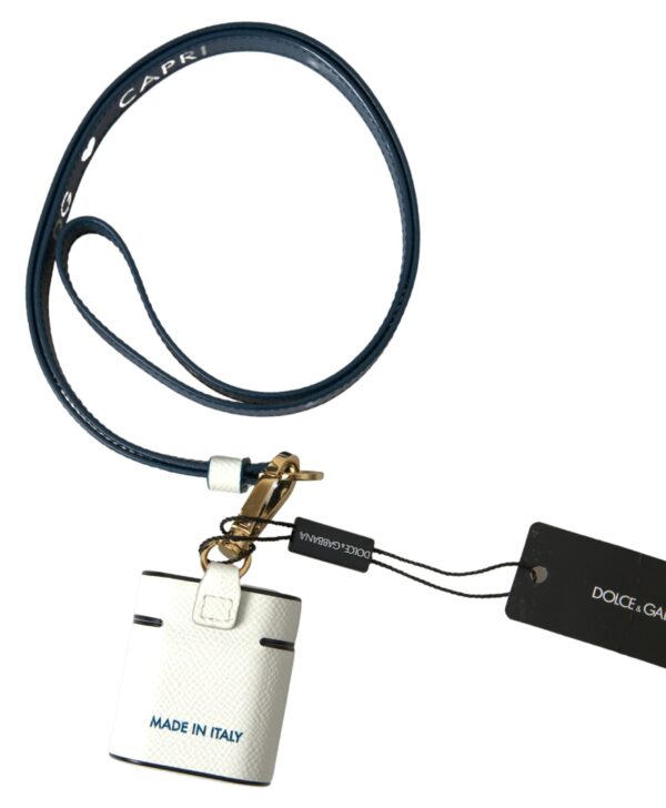 Dolce & Gabbana Elegant Leather Airpods Case in White & Blue - Image 3
