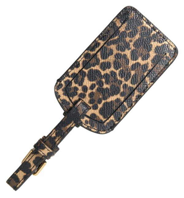 Dolce & Gabbana Elegant Leopard Leather Luggage Tag - Image 2