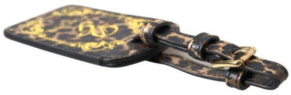 Dolce & Gabbana Elegant Leopard Leather Luggage Tag - Image 3