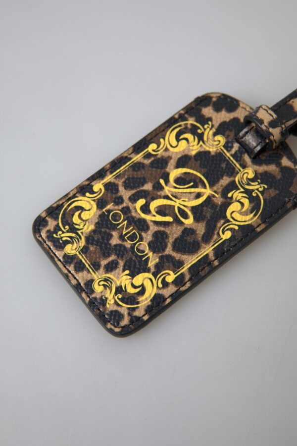Dolce & Gabbana Elegant Leopard Leather Luggage Tag - Image 4