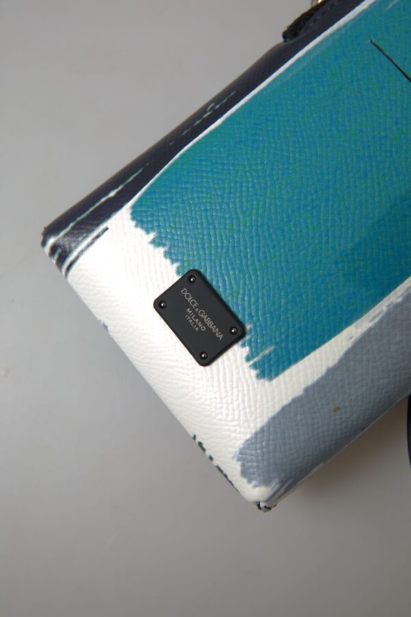 Dolce & Gabbana Elegant Leather Crossbody Phone Bag in Blue & White - Image 5