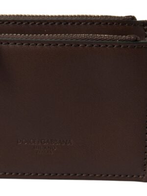 Dolce & Gabbana Elegant Brown Leather Coin Purse Wallet