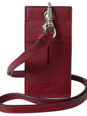 Dolce & Gabbana Elegant Red Leather Cardholder with Lanyard
