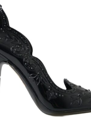 Dolce & Gabbana Elegant Black Crystal Cinderella Pumps