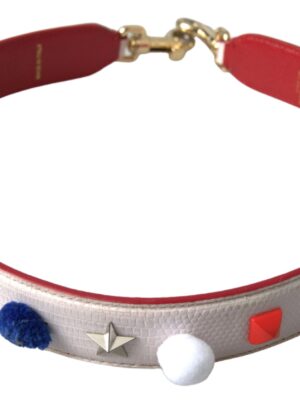 Dolce & Gabbana Stunning White Multicolor Studded Leather Strap