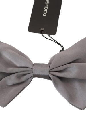 Dolce & Gabbana Elegant Silver Gray Silk Bow Tie