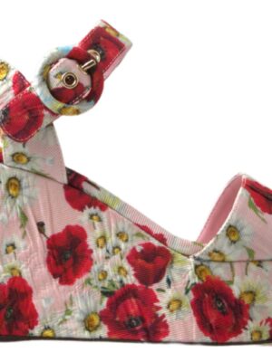 Dolce & Gabbana Floral Ankle Strap Wedge Sandals