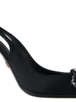 Dolce & Gabbana Embellished Black Slingback Heels Pumps
