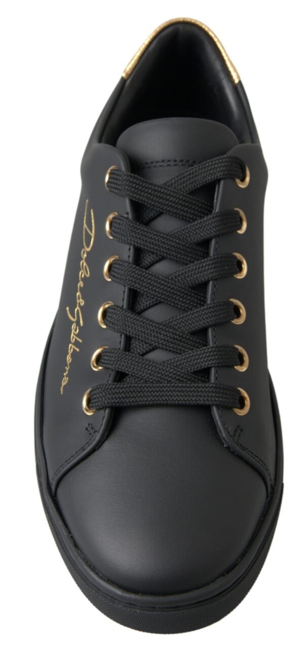Dolce & Gabbana Black Gold Leather Classic Sneakers - Image 4