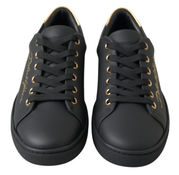 Dolce & Gabbana Black Gold Leather Classic Sneakers - Image 5