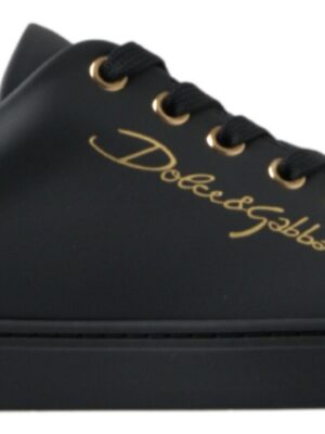 Dolce & Gabbana Black Gold Leather Classic Sneakers